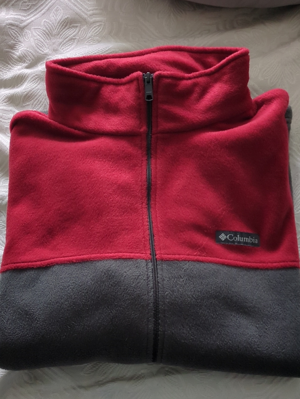Columbia Red and Gray Men’s Full-Zip Fleece Jacket